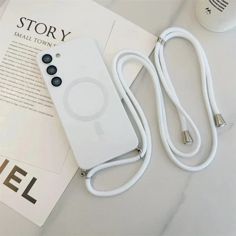 Luxuriöse Crossbody-Hülle mit Magnetverschluss und Trageriemen, Magsafe-kompatibel, Weiche Silikonhülle – Bild 5