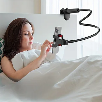 Lazy Night Desktop-Handy-Klemmhalterung, flexibler langer Arm, Schwanenhals, Lazy Person-Halterung mit Griff