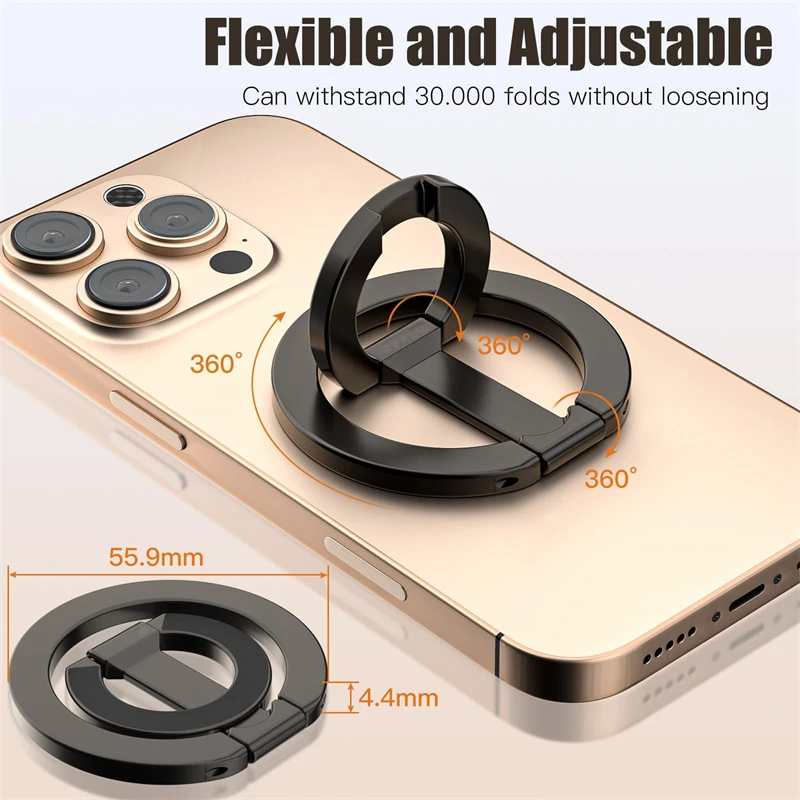Handy-Griffhalter mit doppelseitigem magnetischem Fingerring und Ständer für iPhone 17/16 Pro Max/15 Plus/14 Samsung – Bild 3