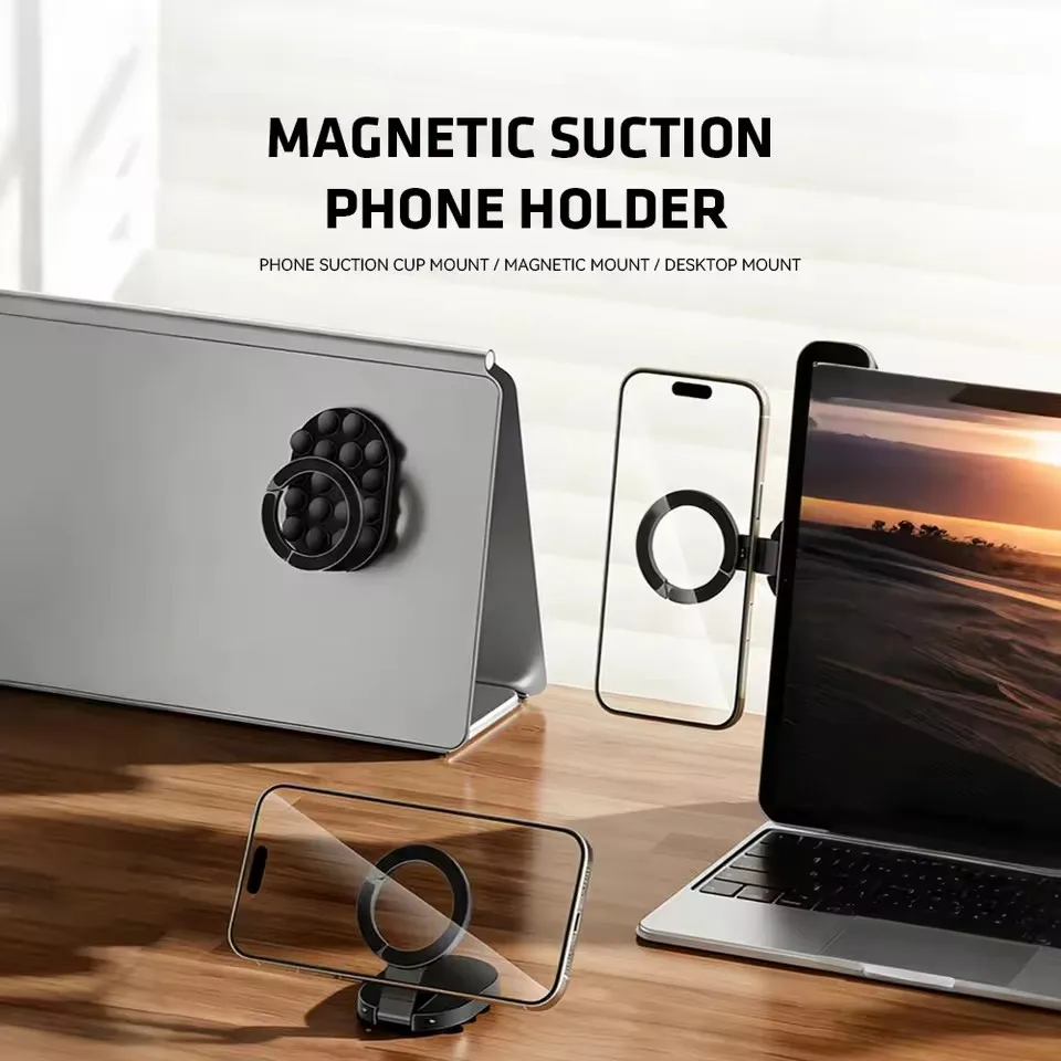 MA39 Magnetischer Faltbarer Handyständer Universal 360° °   Drehbarer Desktop-Handyhalter mit Saugnäpfen an der Unterseite – Bild 3