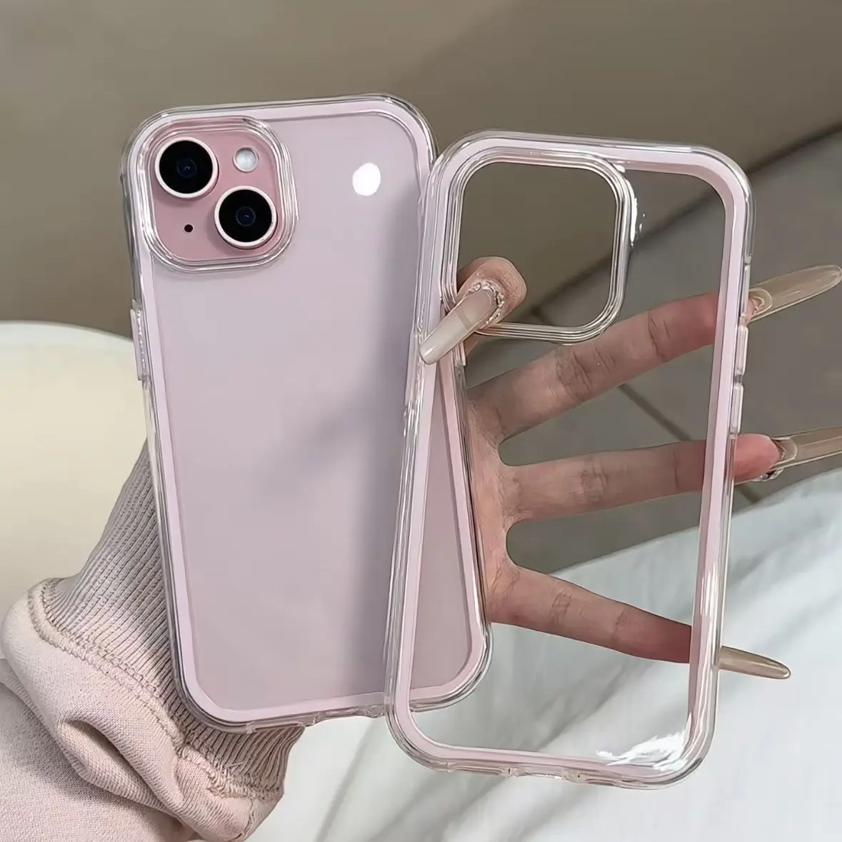 Luxus Candy Farbe Rahmen Klare Rückseite Telefon Fall Acryl Stoßfest Stoßstange Abdeckung – Bild 3
