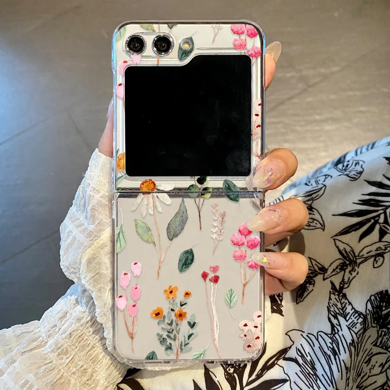 Luxuriöse Handyhülle mit Blumen- und Pflanzenmuster Flip7 Flip6, Hartschalen-Flip-Cover – Bild 2