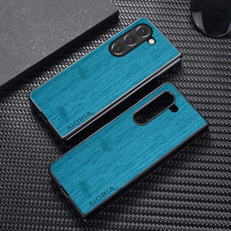 Hülle Fold6 5G Funda Bambus-Holzmuster Leder-Handyhülle Case – Bild 5