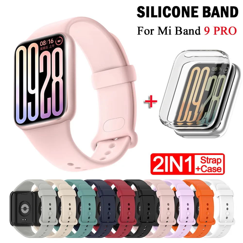 Armband + Hülle für Xiaomi Mi Band 9 Pro Strap Smart Band Schutzhülle Silikon Armband Armband für Mi Band 9 Pro