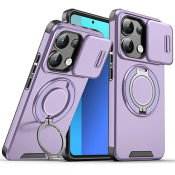 Redmi Note 13 Pro+ 5G: Stoßfeste magnetische Hülle Slide Kamera Objektiv Ring Ständer Schutzhülle Hülle