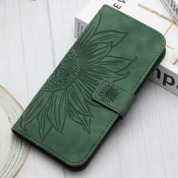 iPhone 16 Pro: Funda iPhon 14 Wallet Flip Phone Case Hüllen Sonnenblumen Leder Back Cover Frauen