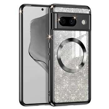 Pixel 9 Pro XL: Glitzernde MagSafe-Hülle für Google 9 10 Pro XL, Farbverlauf-Plattierung, Luxuriöse Weiche Schlanke