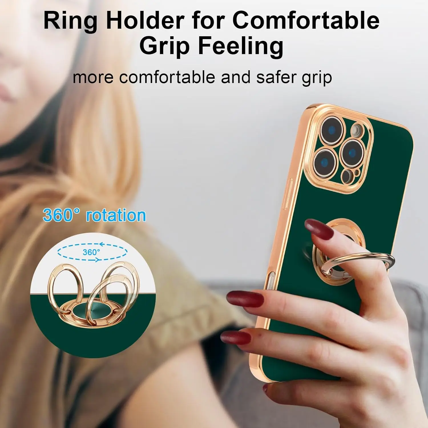 360 Rotation Ring Ständer Halter Ständer Telefon Fall Silikon Abdeckung Funda – Bild 6