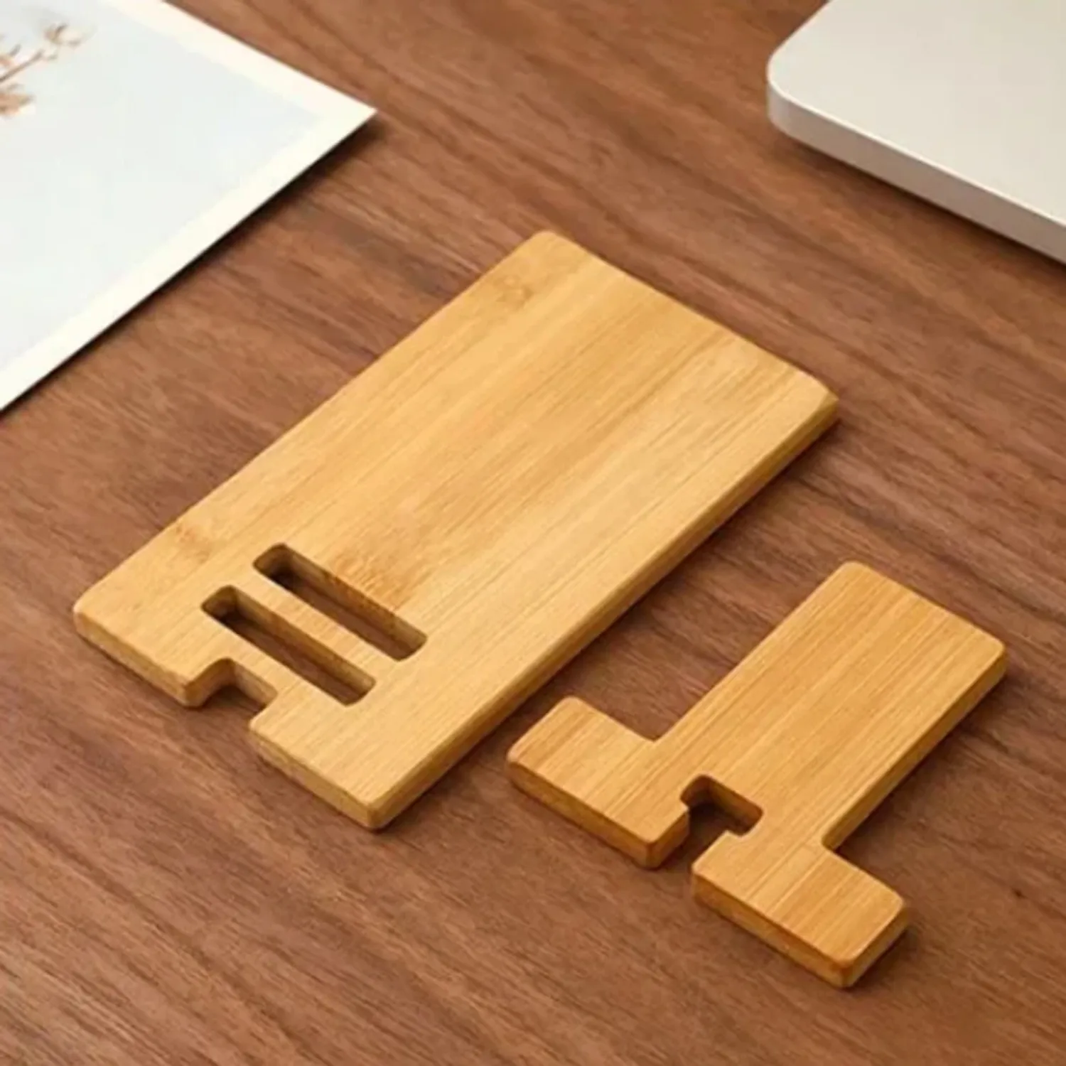 Desktop-Handyhalterung aus Bambus, Praktischer Holz-Smartphone-Ladeständer, Kreativer Multifunktionaler Lazy Stand – Bild 4
