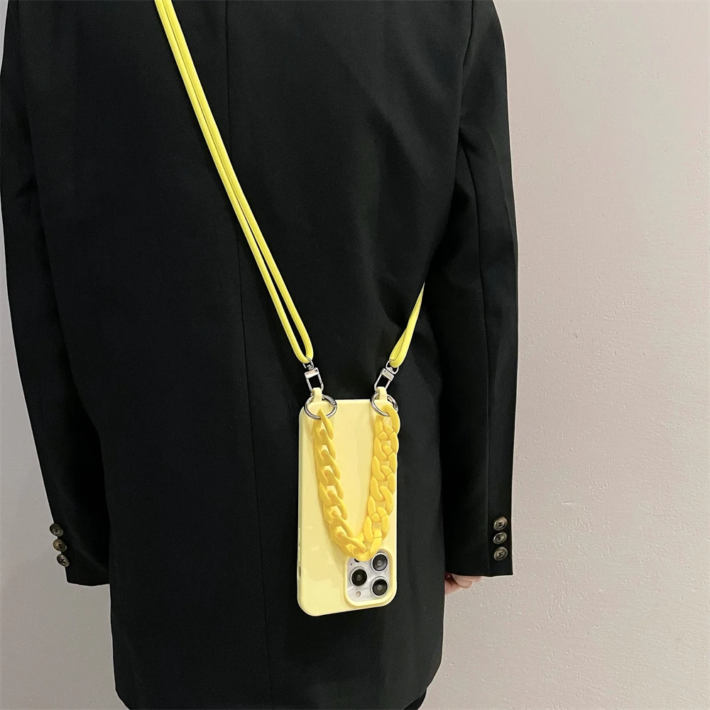 Luxus-Crossbody-Lanyard-Seilband-Telefonhülle, Acrylkette, Silikon-Softcover – Bild 2