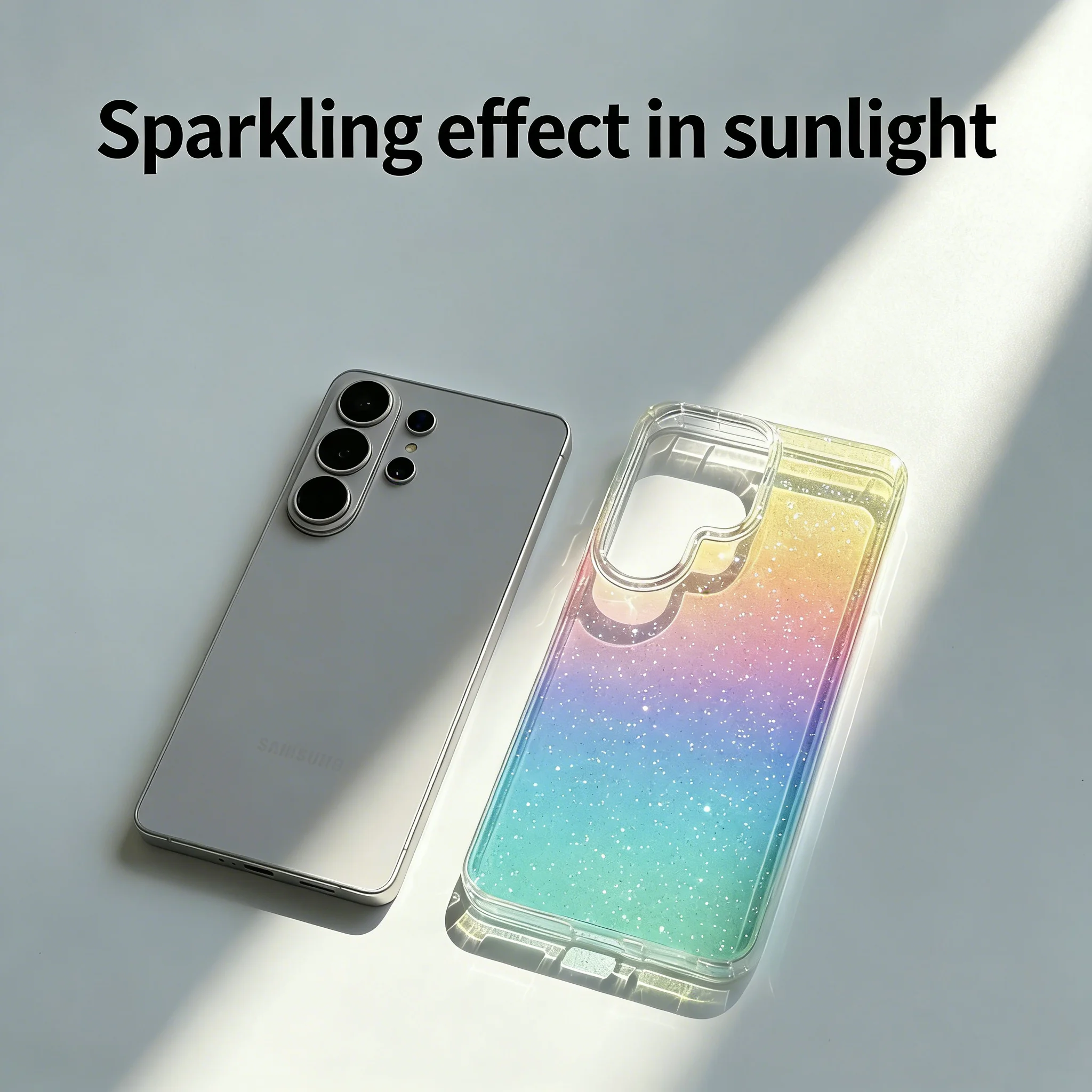 Laser-Gradient-Klarhülle Glitzer Bunte Regenbogen-Schutzhülle.Funda – Bild 5