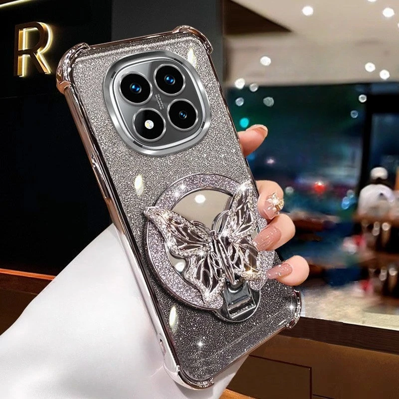 Glitzernde Schmetterlings-Spiegelhalterungshülle 14S 4G 5G, stoßfeste weiche Silikonhülle – Bild 4