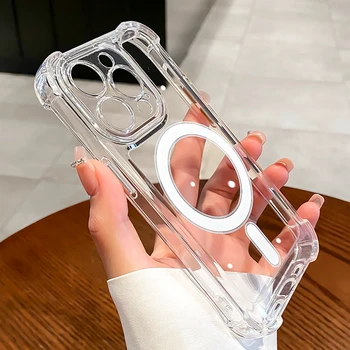 IPhone 14 Pro: Luxuriöse magnetische kabellose Ladung für Magsafe-Hülle, transparente, stoßfeste