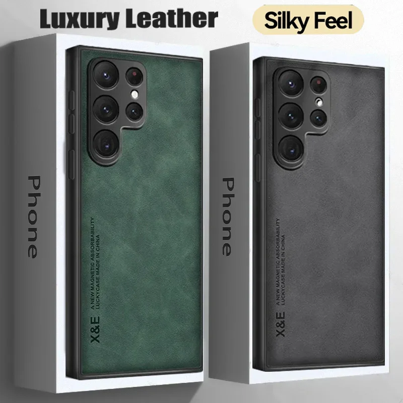 Galaxy S25 Ultra: Schafsleder Magnetische Hülle Hüllen 10 Leder Handyhülle