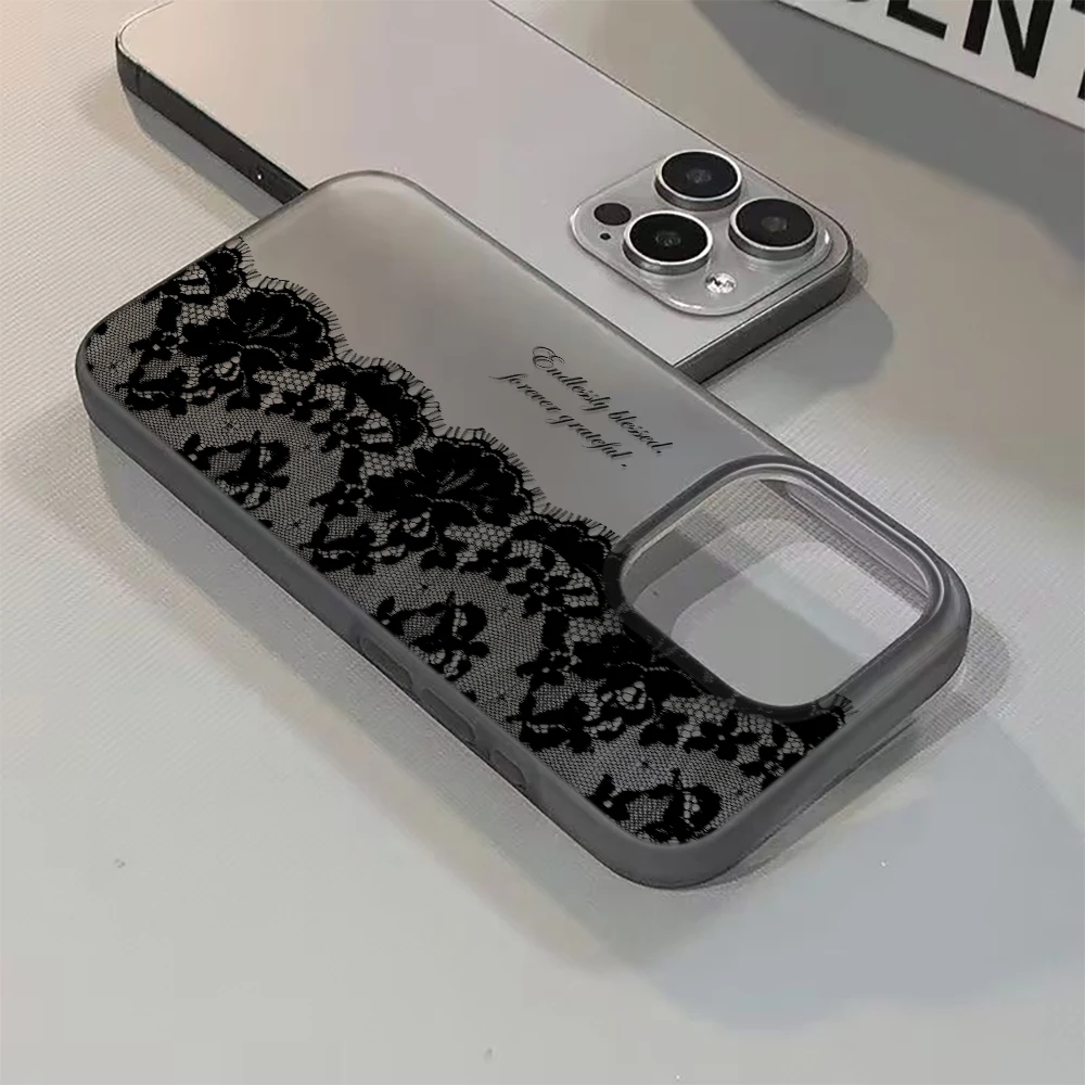 Buchstaben-Schwarze Spitzen-Handyhülle Stoßfeste Weiche Transparente Hüllen Coque – Bild 5