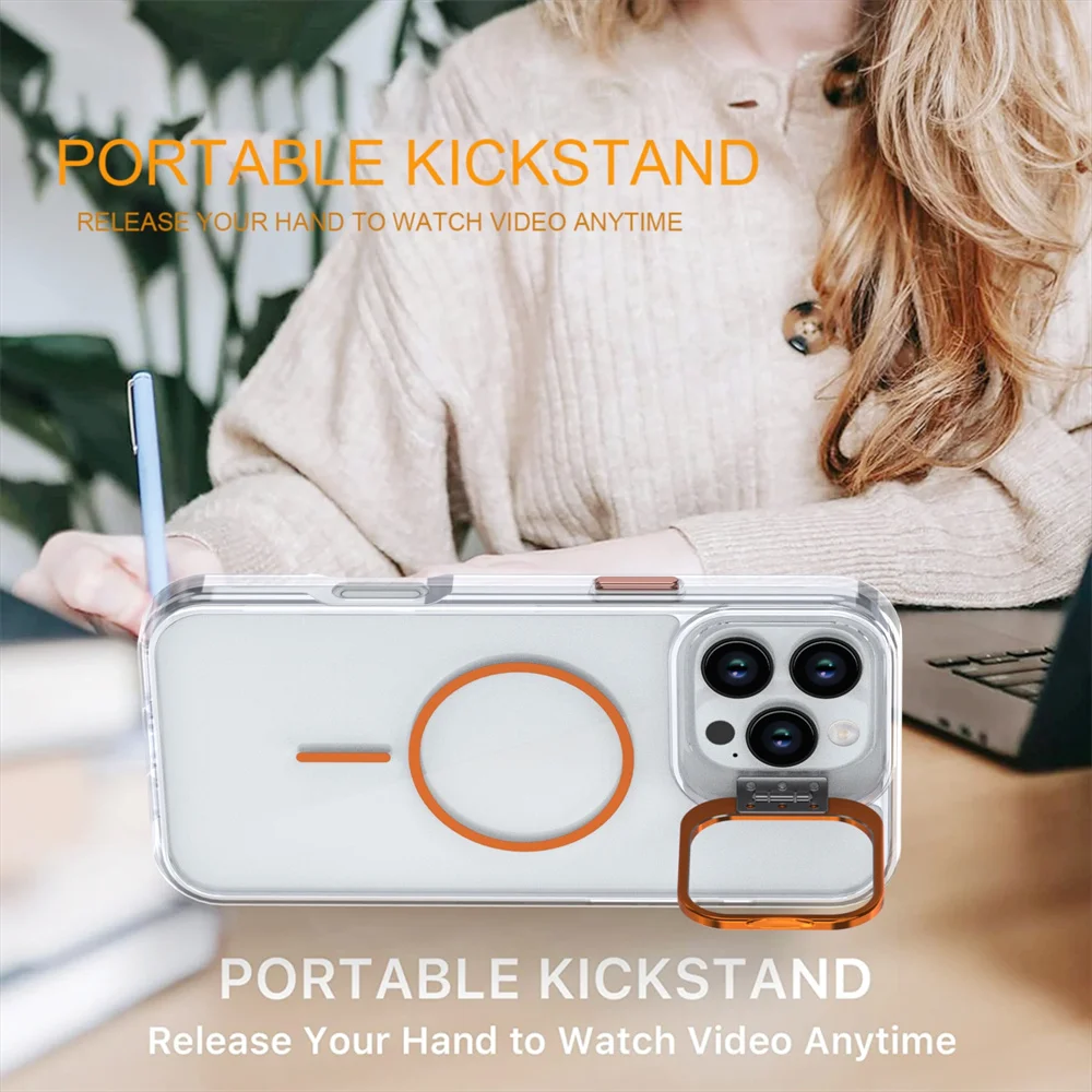 Für Magsafe Unsichtbare Objektiv Ständer Halter Telefon Fall klar Acryl Abdeckung – Bild 3