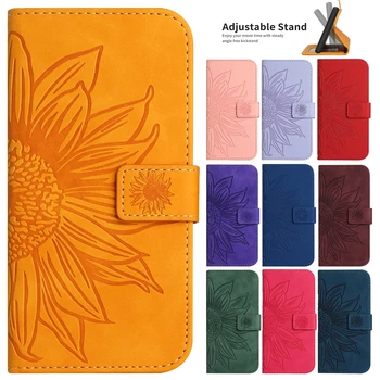 IPhone 15 Pro: Funda iPhon 14 Wallet Flip Phone Case Hüllen Sonnenblumen Leder Back Cover Frauen