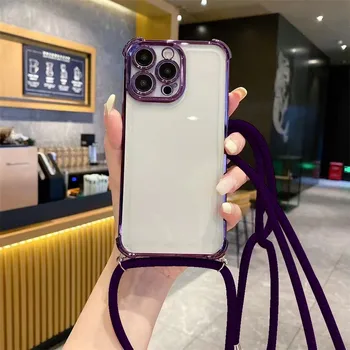Redmi Note 13 Pro 5G: Crossbody Lanyard stoßfeste Hülle Silikon klare Telefonüberzug Abdeckung