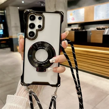 Galaxy A15: Crossbody Lanyard Magnetische Handyhülle Ring-Cover
