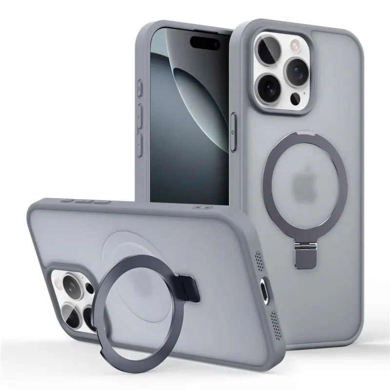iPhone 13: Matte Metallring-Magnet-Handyhülle für Magsafe KickStand-Halter-Abdeckung