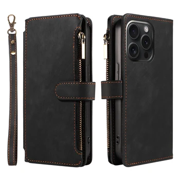 iPhone 16e: PU-Leder-Handyhülle Flip Wallet Style Handyhülle