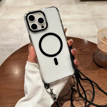 iPhone 11 Pro Max: Transparente magnetische Umhängekette für Magsafe-Hülle Anti-Verlust-Hülle