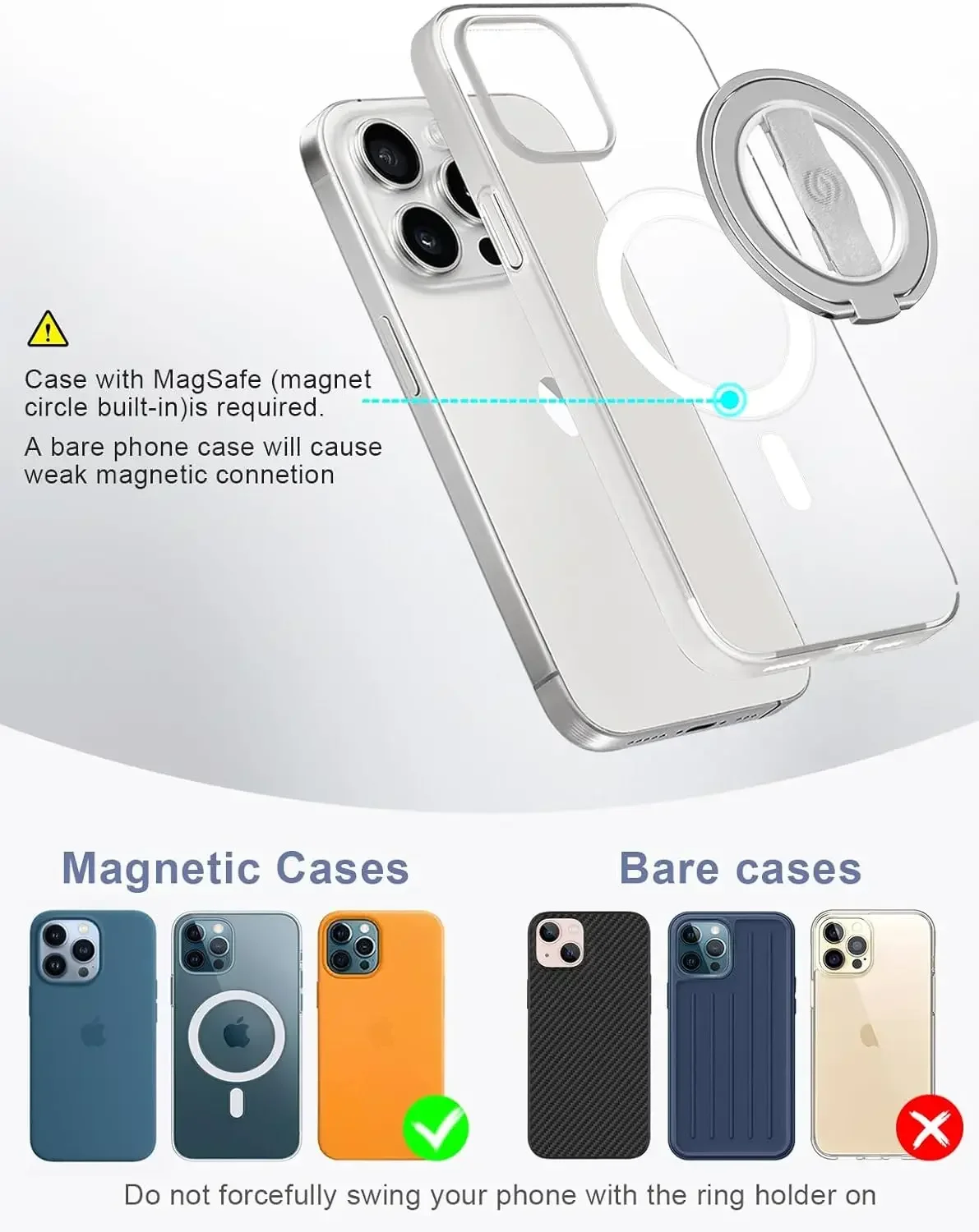 EWA MagOne 3. Generation MagSafe Handyhalterung Magnetischer Handyring-Ständer Magnetgriff für Alle Telefonmodelle – Bild 4