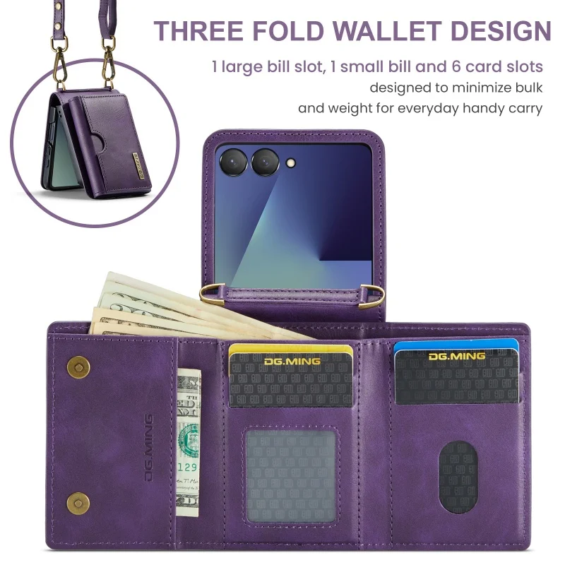 Crossbody Leder Brieftasche Handyhülle Flip8 Flip7 Flip6 mit Lanyard Kartenhalter Schutzhülle Tasche – Bild 4