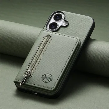 Honor Magic7 Pro: Reißverschluss-Kartenetui aus Leder für Huawei 7Lite RFID Brieftaschen-Schutzhülle Fundas