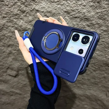 Redmi Note 13 Pro 5G: Rüstung Magnetische Hülle mit Lanyard Slide Kamera Schutz stoßfeste Abdeckung