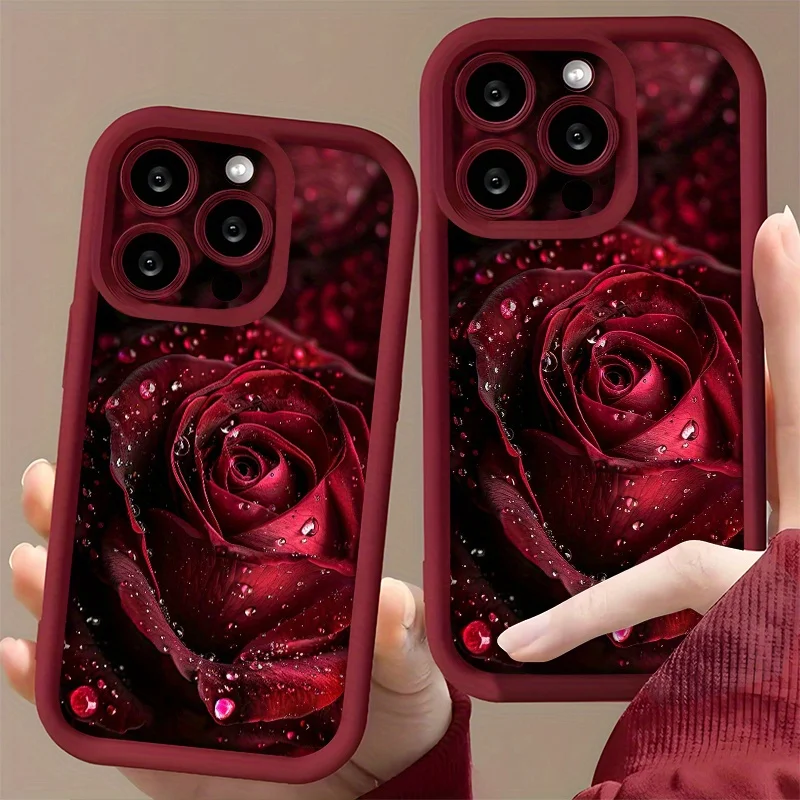 Redmi Note 14 Pro 5G: Wunderschöne Regentropfen-Rosenmuster-Handyhülle A5 Pro Plus 4G 5G Weiche TPU-Abdeckung