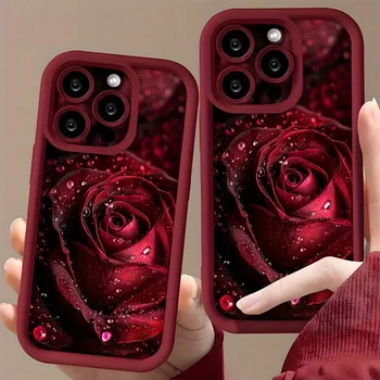 Redmi Note 14 Pro 5G: Wunderschöne Regentropfen-Rosenmuster-Handyhülle A5 Pro Plus 4G 5G Weiche TPU-Abdeckung