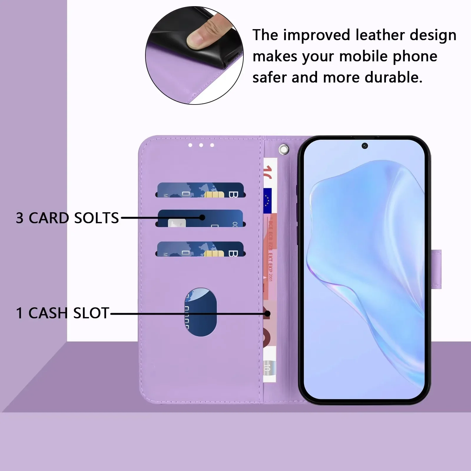 PU-Leder-Flip-Handyhülle, Brieftaschenhülle Coque Funda – Bild 4