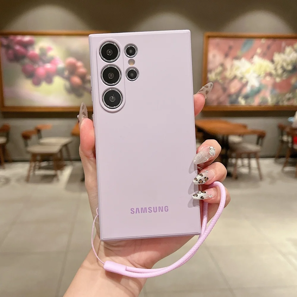 Galaxy S25 Edge: Handgelenkschlaufe Silikon Soft Case Hülle mit Linsenschutz und verdickter Abdeckung