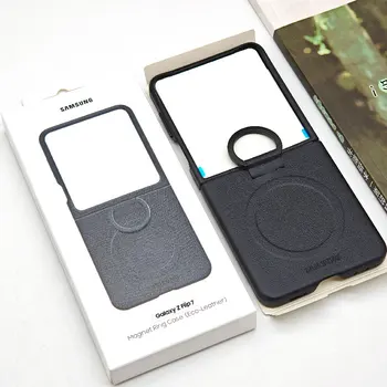 Galaxy Z Flip7: Flip 7 Luxus-Handyhülle Ultradünne Magnetische Öko-Lederhülle Mit Fingerring Schutzhülle