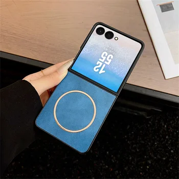 Galaxy Z Flip6: Hülle für Magsafe Luxus Leder Matt Weiche Handyhülle Magnetische Flip6 Flip7FE Hülle
