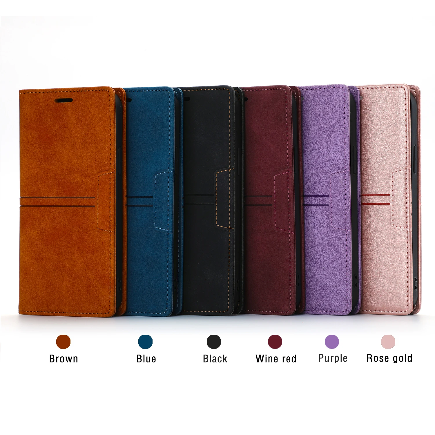 Leder-Flip-Wallet-Hülle Magnetischer Kartenhalter Handyhülle – Bild 6