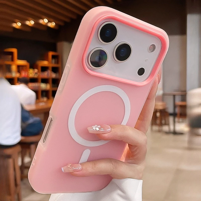 iPhone 16: Luxuriöse 2-in-1 magnetische stoßfeste Hülle Flüssigsilikon Magsafe Bumper Cover