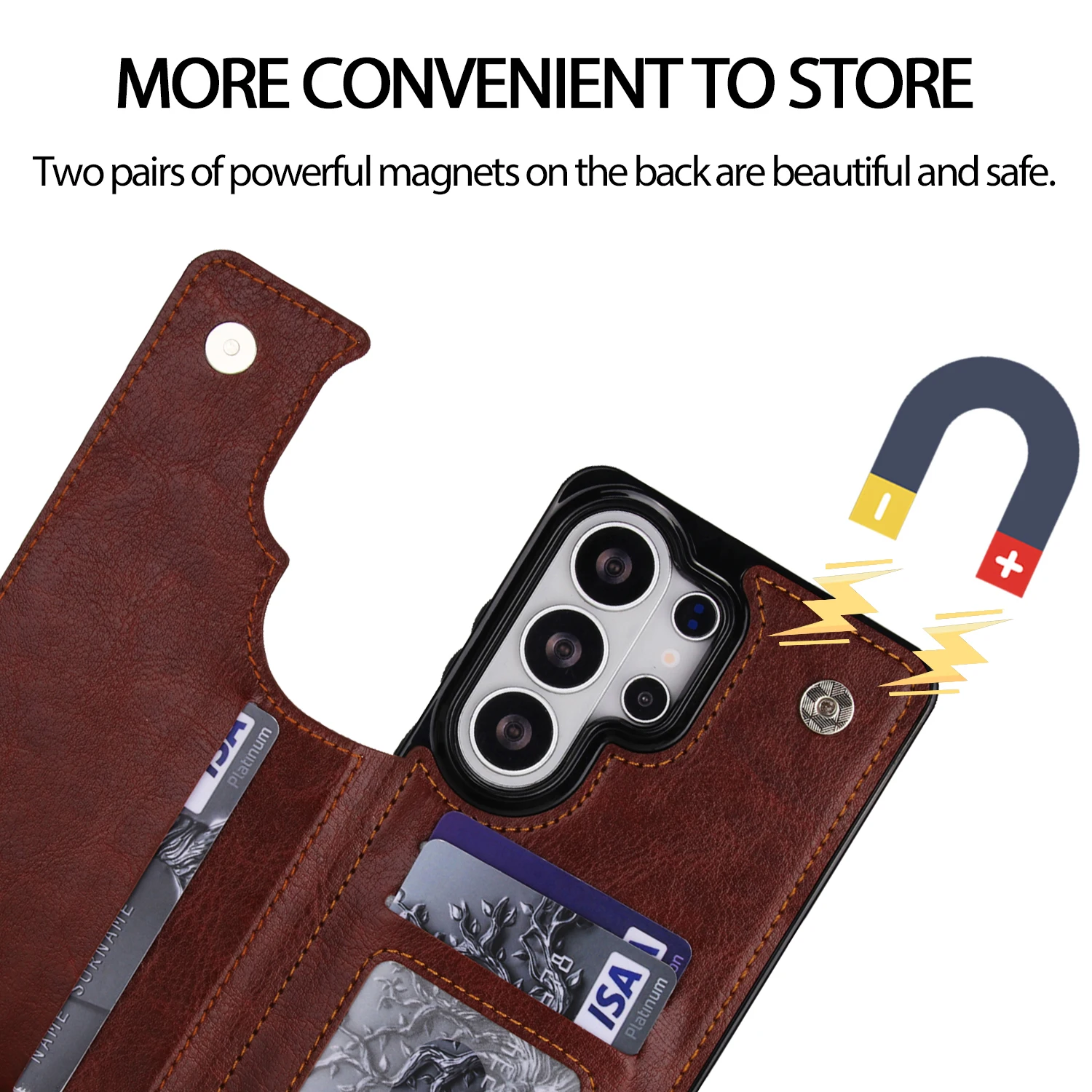 Brieftaschen-Lederhülle mit Doppelknopfverschluss – Bild 4