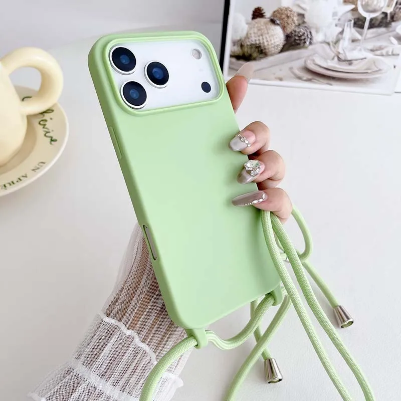 Luxus Strap Lanyard Telefon Fall Candy Farbe weiche Silikon TPU Abdeckung Shell – Bild 3