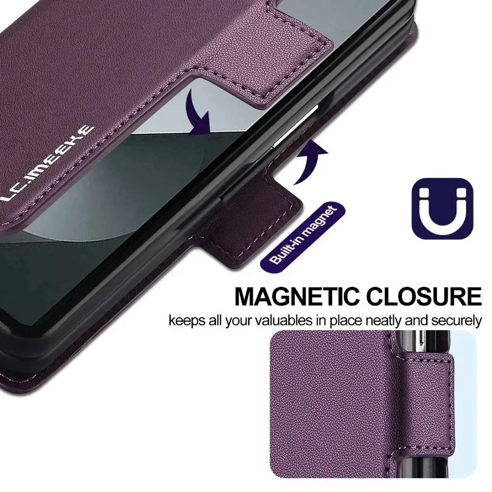 Premium-Leder-Handyhülle, Fold 6, Fold 5, Fold 4, 5G mit Stifthalter, Brieftasche, Flip-Telefonabdeckung – Bild 4