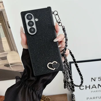 Galaxy Z Fold6: Strass Liebe verstellbare lange Umhängetasche Lanyard Handyhülle 5 4 3 Schutzhülle
