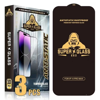 iPhone 15 Plus: 3 Stück ESD Super Tempered Glass OG ANTI STATIC Displayschutzfolie