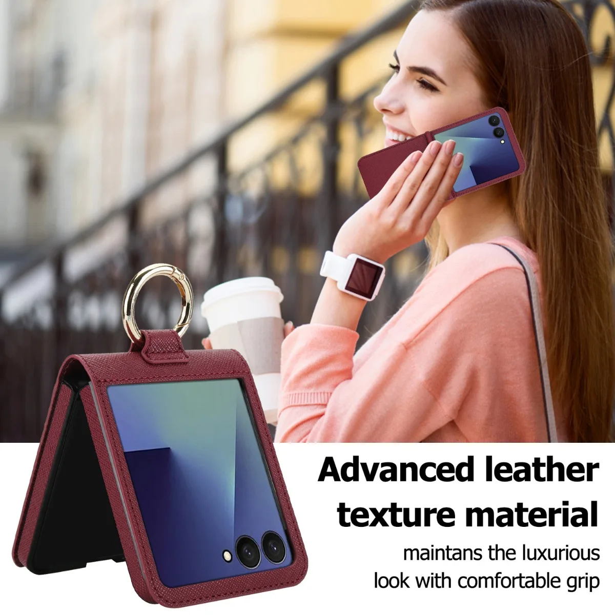 Leder-Handyhülle mit Kartenfächern und Ringhalter Flip7 Flip6 Flip5 Flip4, Geldbörsen-Abdeckung – Bild 2