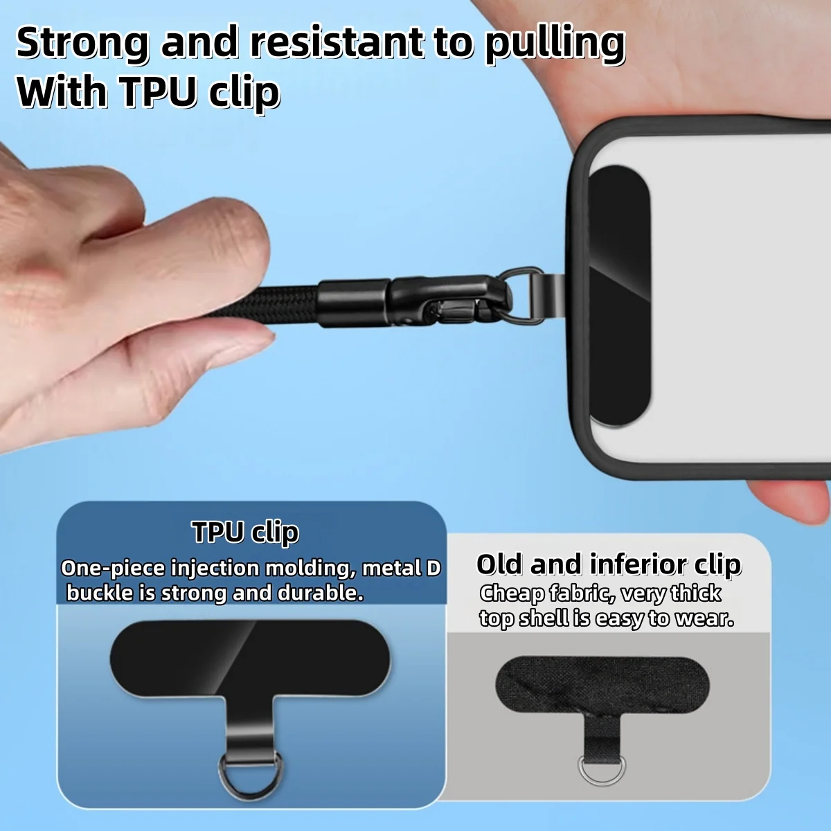 Universelles, verstellbares Handy-Lanyard, kurzes Handgelenkband mit selbstsicherndem Anti-Drop-Design, langlebiges – Bild 4