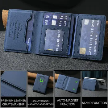 Magnetischer Kartenhalter aus Leder, geeignet für Magsafe-Funktion, Handyhülle, Brieftasche, Flip-Kartenfach