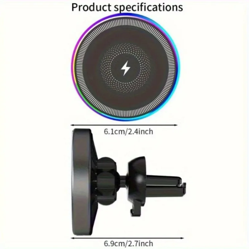 RGB Licht Auto Magnetische Drahtlose Ladegerät Telefon Halter Air Vent Stehen Für Magsafe iPhone 16 15 14 13 12 Pro max – Bild 6