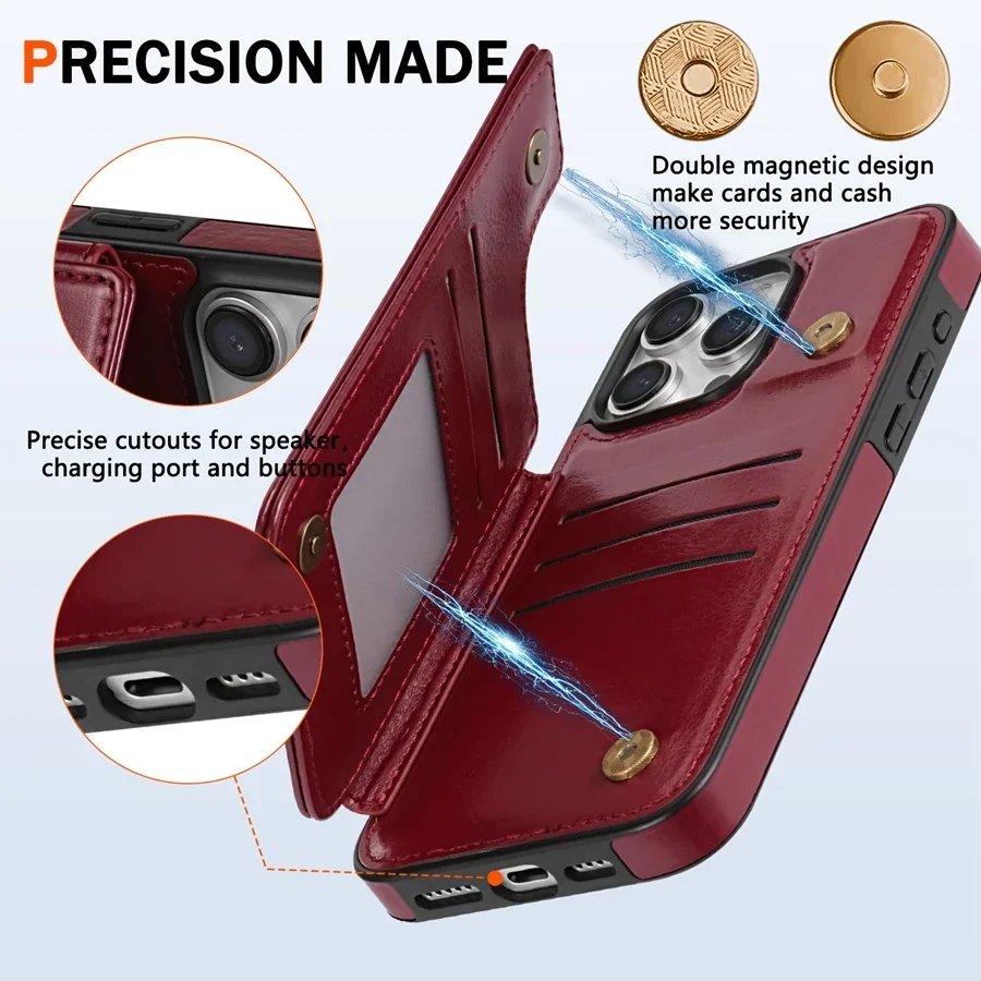 Brieftasche RFID-blockierende Schicht schützen magnetische Flip-Ledertasche Cover – Bild 2