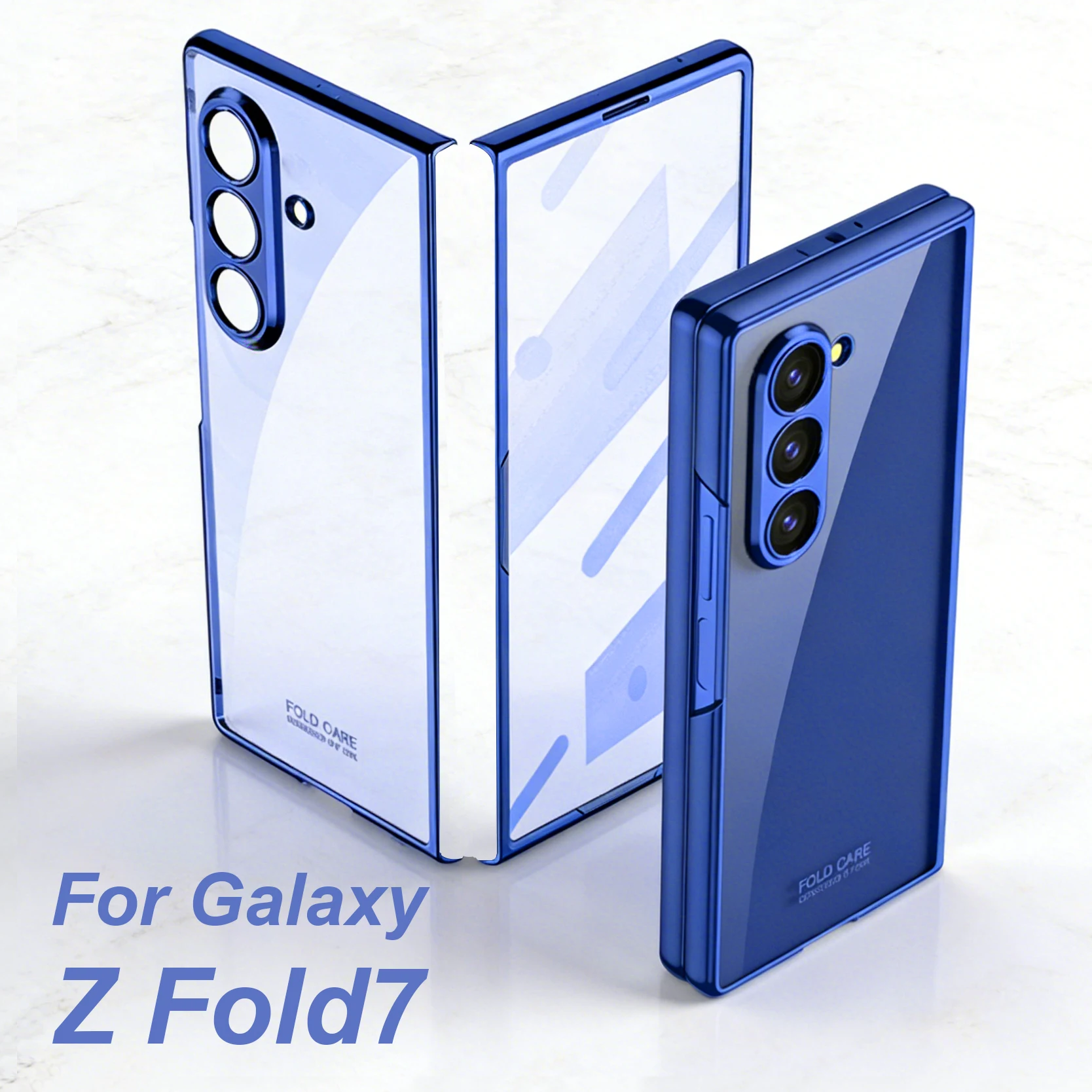 Galaxy Z Fold7: Luxuriöse, transparente Schutzhülle mit Beschichtung, Frontscheiben-Schutzglas, Kunststoffhülle