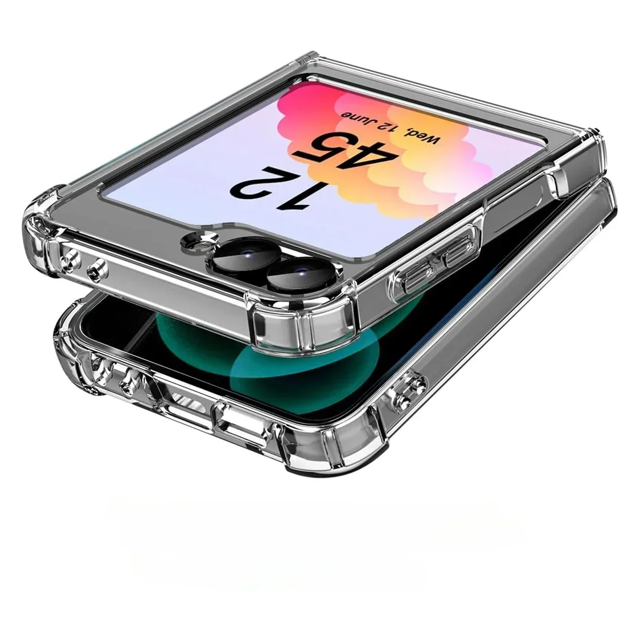 Galaxy Z Flip5: Transparente Handyhülle Flip8 Flip7 FE Flip6 Durchsichtige Acryl-Hartschale mit TPU-Schutzabdeckung